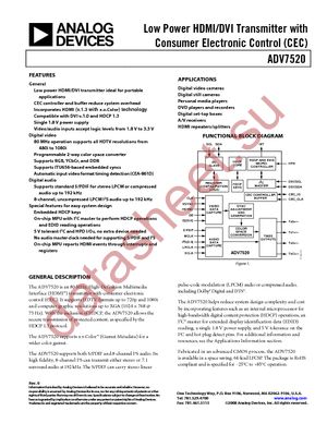 ADV7520BCPZ-80 datasheet  
